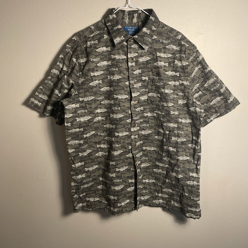 Fish print dress shirt